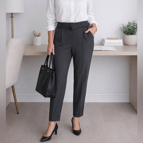 Reitmans Pants - Reitmas Stylish Gray Belted Trousers Women’s size 16P Office Business Church